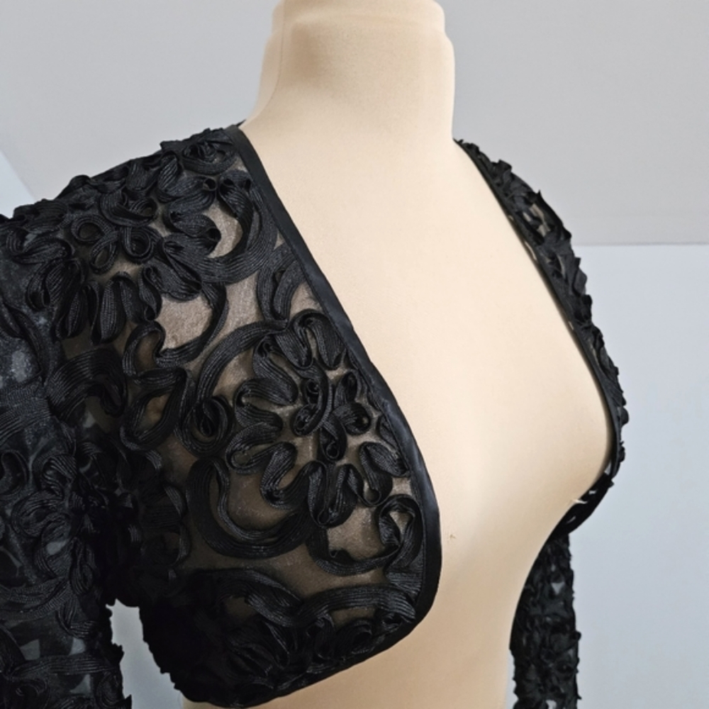 Black Floral Appliqué Sheer Shrug